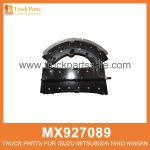 Lined Shoe Set Front 120 mm width set of 4 pcs MX927089 for Mitsubishi truck Juego de zapatos forrados