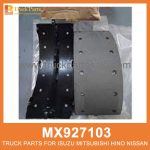 Lined Shoe Set Rear 120 mm width set of 4 pcs MX927103 for Mitsubishi truck Juego de zapatos forrado trasero