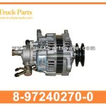 Alternator 8-97240270-0 8-97240270-1 8-97240270-2 8972402700 8972402701 8972402702 8-97240-270-0 8-97240-270-1 8-97240-270-2 for ISUZU 4JH14KH1 600P Alternador